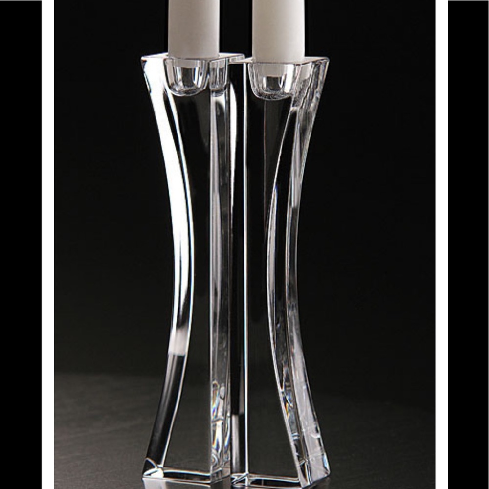 Nambe Crystal Kissing Candlesticks